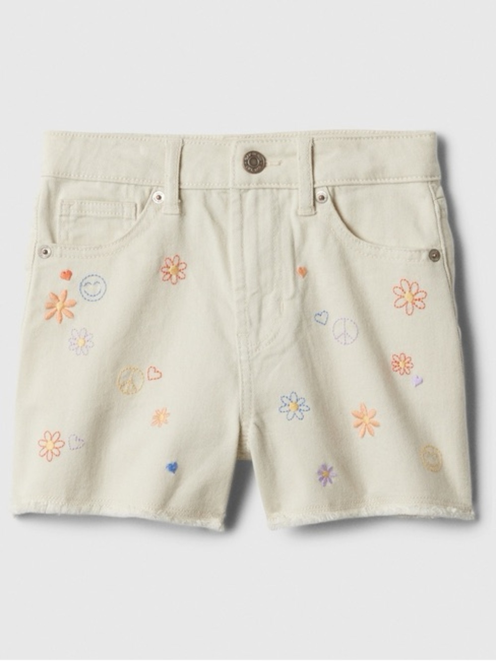 {GAP} High Rise Embroidered Mom Jean Shorts